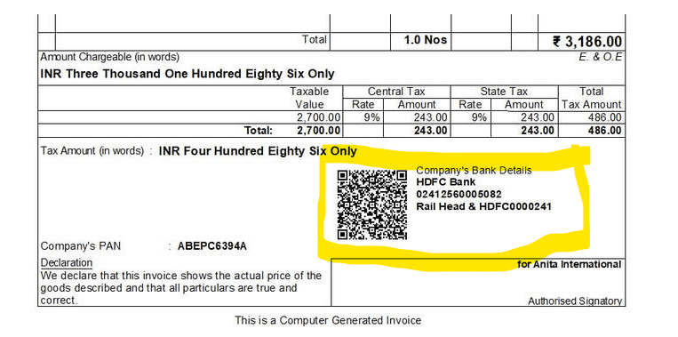 QR CODE IN INVOICE